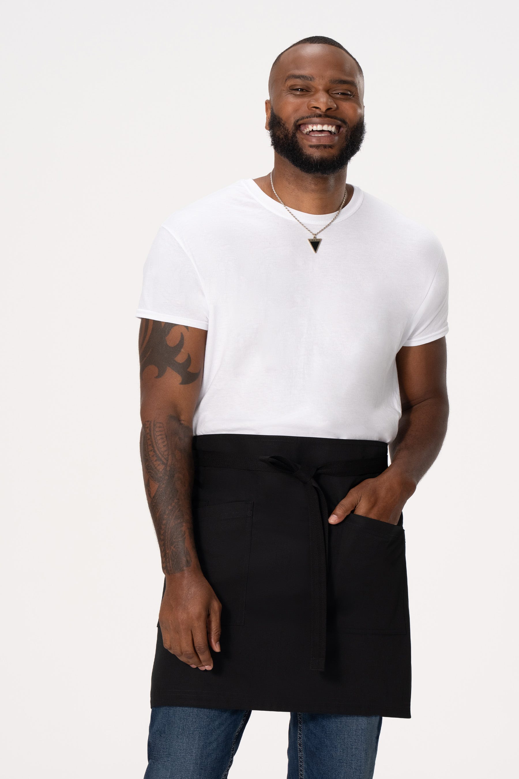 Professional Server Apron. Waitress Apron with Pockets, Black Waist Apron  for Men and Women, 3-Pocket Half Apron