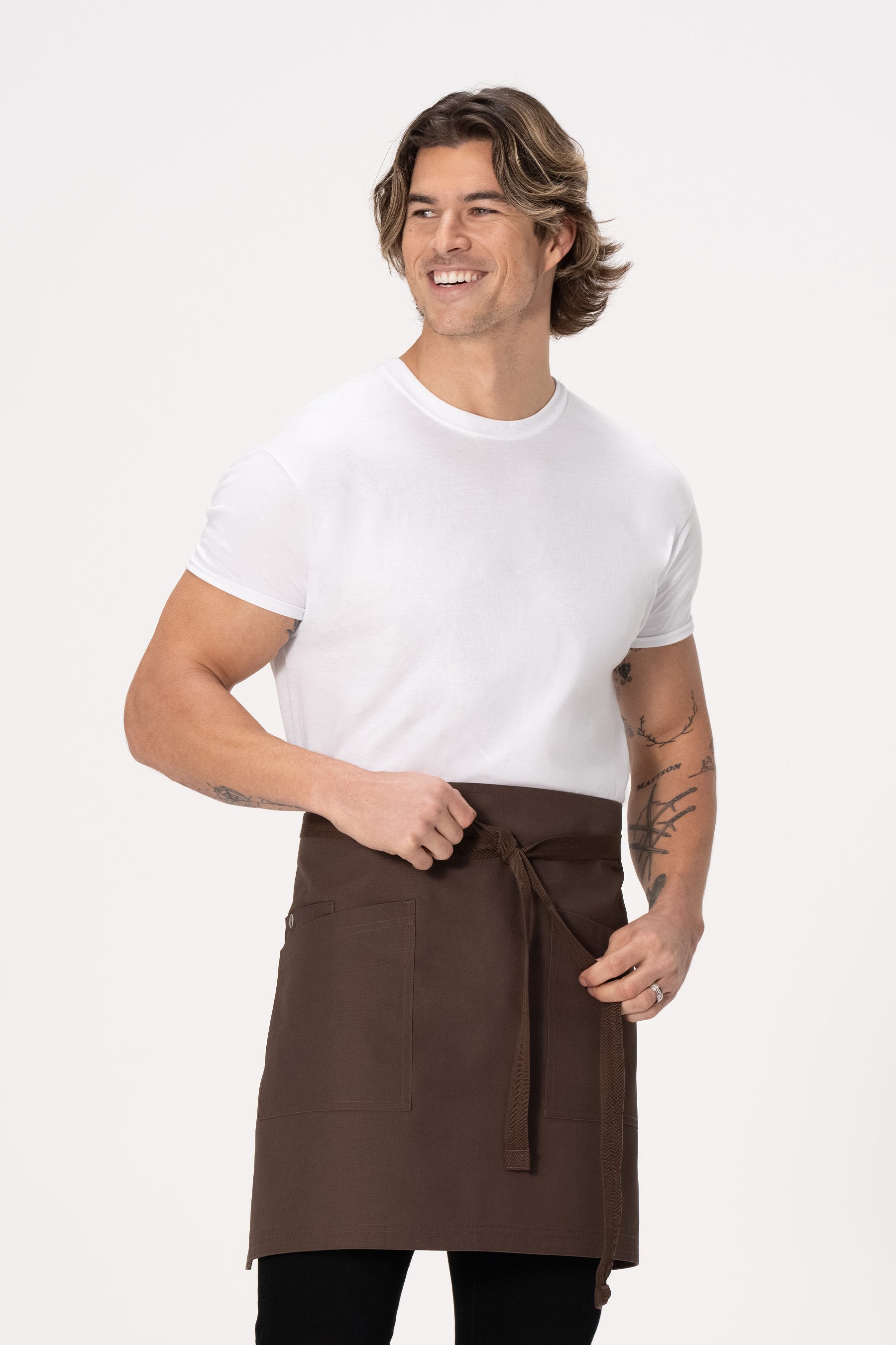 Professional Server Apron. Waitress Apron with Pockets, Black Waist Apron  for Men and Women, 3-Pocket Half Apron