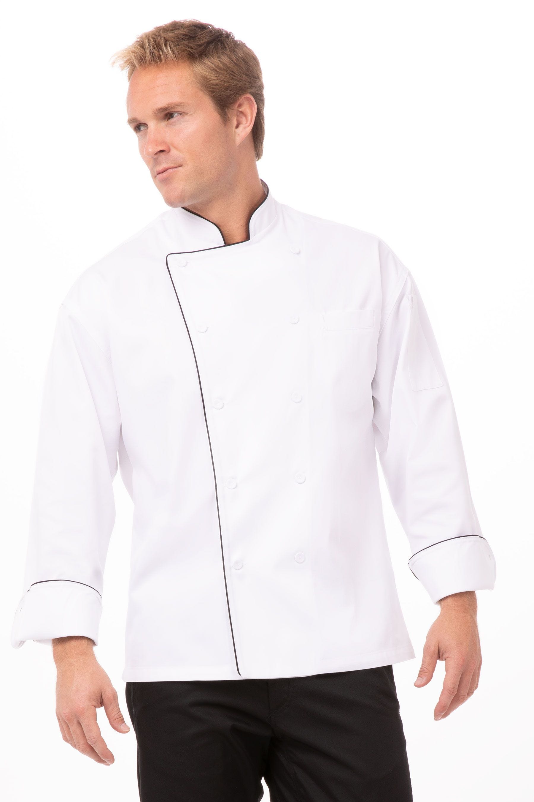 White Long Sleeve Standard Chef Jacket w/Button Fastening Unisex,Chef Clothing 