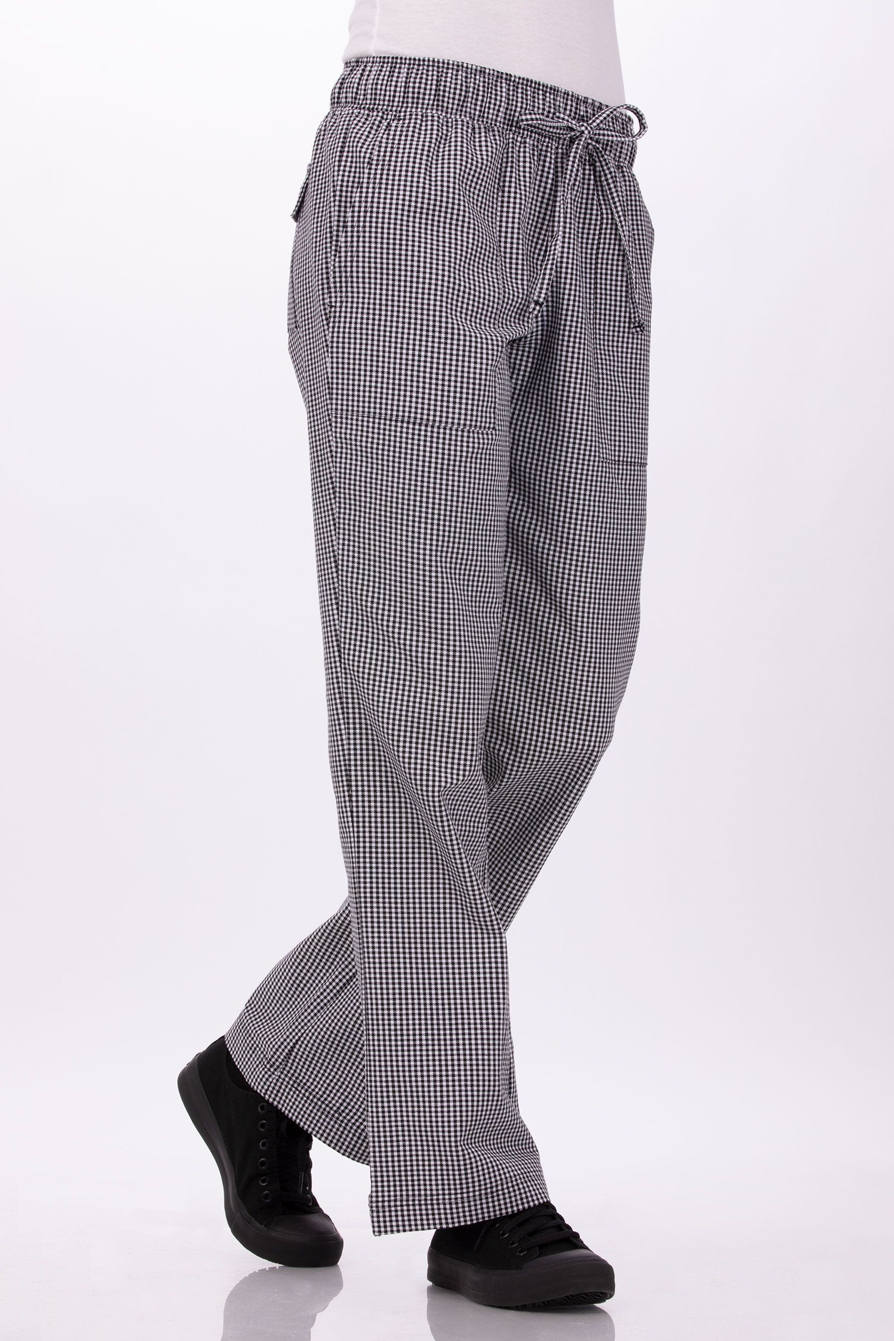 Chef Works Women Checkered Elastic Drawstring Waist Pants Size XS for sale online 
