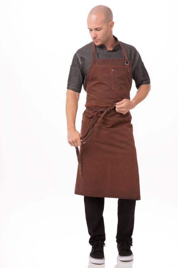 One Size Natural Chef Works Unisex Austin Bib Apron 