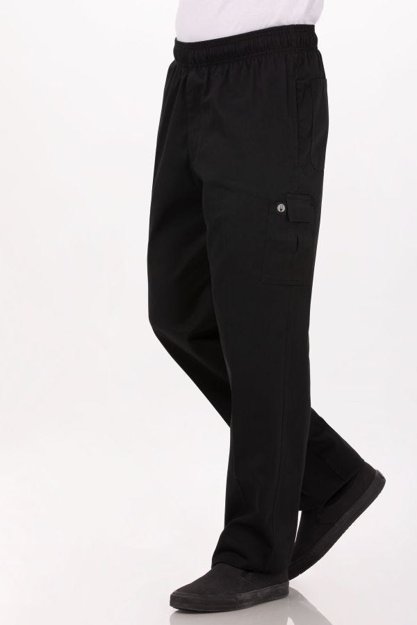 GREAT QUALITY BLACK OR CHECK 3 PK CHEF POLYESTER COTTON DRAWSTRING CHEF PANTS 