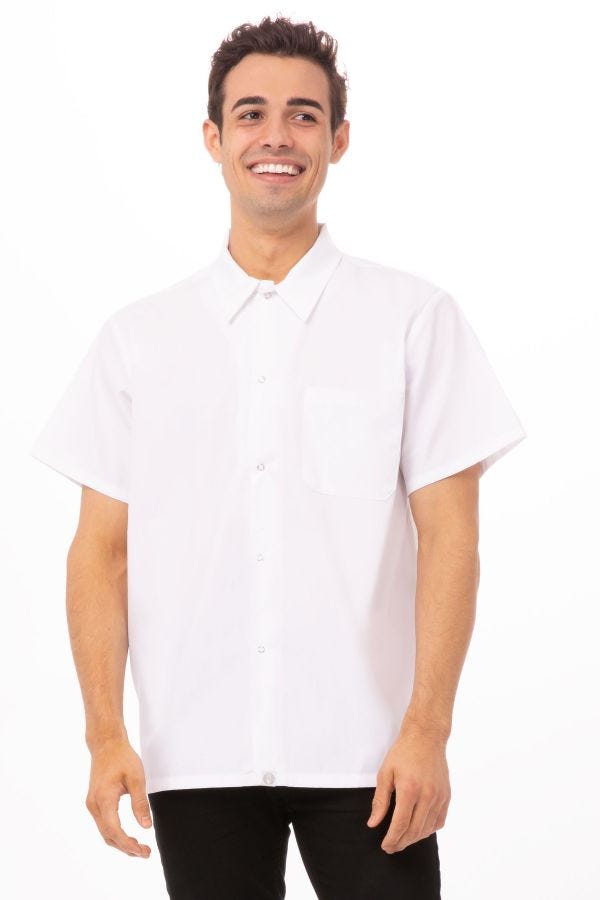 Natural Uniforms Men's Kitchen Basic Cook Shirt Short Sleeve White 