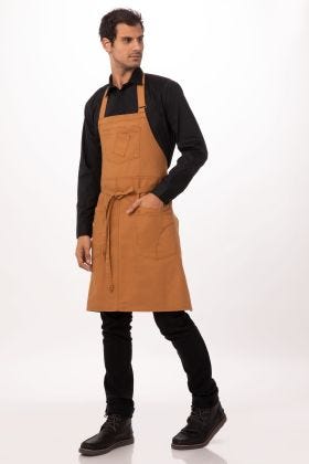 L W mm x762 Chef Works Urban Rockford Canvas Bib Apron in Steel 100% Cotton 863 